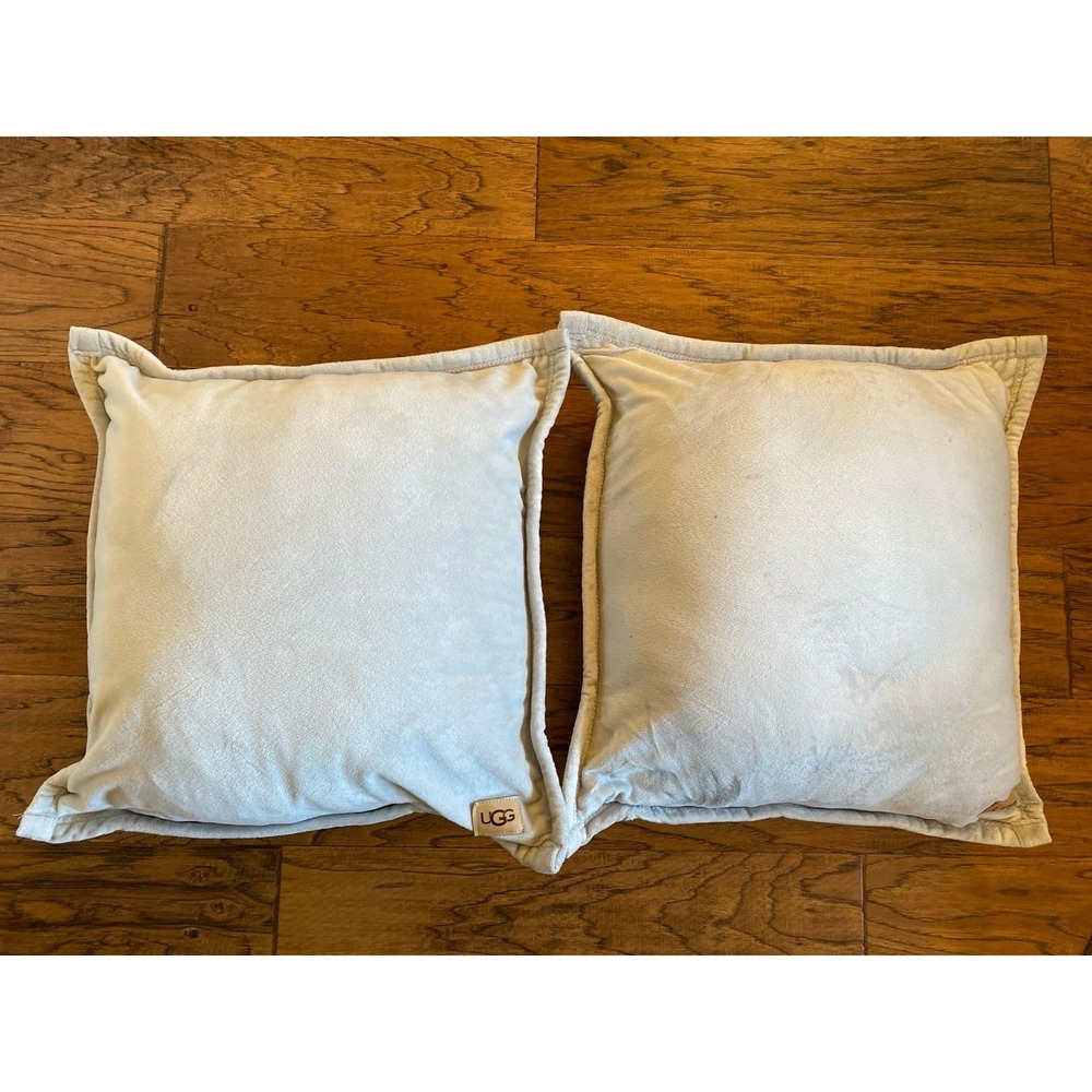 UGG Throw Pillows Set of 2 Light Gray Plush Soft 18x18 Decorative Cushions